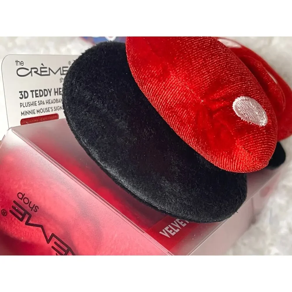 The Creme Shop Minnie Mouse 3D Teddy Spa Headband Plushie Bow Hairband Red Black